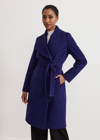 Phase Eight Nicci Belted Wool Coats Purple USA | 2160584-SC